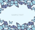 Blue butterflies background Vector blue colored sample text background Web banner Royalty Free Stock Photo